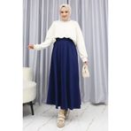 sefamerve Oysho Kumaş Etek 5578-05 Lacivert