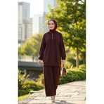 sefamerve Oysho Kumaş Kapüşonlu Tunik Pantolon İkili Takım 0236-04 Kahverengi