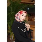 sefamerve Pamuklu Desenli Koza Eşarp 70335-05 Siyah Nar Çiçeği