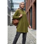 sefamerve Rahat Kesim Mevsimlik Tunik Iç Göstermez Büyük Beden Tunik Anne Tunik 8766-03 Fıstık Yeşili