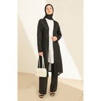sefamerve Sade Ince Basic Uzun Hırka 8755-01 Siyah