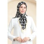sefamerve Soft Pamuk Eşarp 19090-03 Siyah Bej
