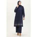 sefamerve Taş Baskılı Araboy Abiye Tunik Pantolon İkili Takım 0409-04 Lacivert