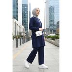 sefamerve Taş İşlemeli Tunik Pantolon İkili Takım 0230-03 Lacivert