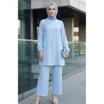 sefamerve Taş İşlemeli Tunik Pantolon İkili Takım 0230-06 Mavi