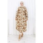 sefamerve Viskon Kumaş Boydan Düğmeli Uzun Tunik 0174-02 Taba