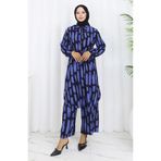 sefamerve Viskon Kumaş Tunik Pantolon İkili Takım 0131-02 Patlıcan Renk