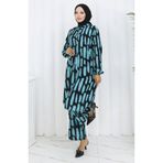sefamerve Viskon Kumaş Tunik Pantolon İkili Takım 0131-04 Turkuaz