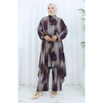 sefamerve Viskon Kumaş Tunik Pantolon İkili Takım 2143-01 Mor