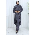 sefamerve Viskon Kumaş Tunik Pantolon İkili Takım 2143-02 Gri