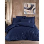 Sefaoğlu Tekstil Çizgili Indigo Mavi Pamuk Saten Tek Kişilik Nevresim Takımı - 160 x 220 cm - İndigo
