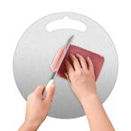 Sefdrert Çelik doğrama tahtası mutfak paslanmaz hamur haddeleme kurulu çift taraflı yuvarlak biftek çözme Metal tahta+kolu 40 cm