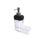 Şeffaf 400 ml Sünger Hazneli Sıvı Sabunluk, Sıvı Deterjanlık - Mutfak ve Banyo (Siyah)