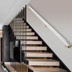 Şeffaf Akrilik Merdiven il - Kaymaz İç Mekan Korkuluk Seti, 3 ft ila 20 ft Uzunluk, Şeffaf Kristal Kaplama, Altın Vurgulu Modern Tasarım, Kabarcıksız (280 cm/9ft)