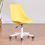 Şeffaf Akrilik Ofis Koltuğu Tekerlekler Yüksekliği Ayarlanabilir ve 360 ° Döner Ergonomik Modern Masa Sandalyesi Ev ve Ofis için Sevimli Sarı Yuvarlanan Makyaj Koltuğu