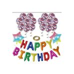 Şeffaf Balonlu Happy Birthday Folyo Balon Set, Çok Renkli