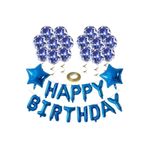 Şeffaf Balonlu Happy Birthday Folyo Balon Set, Mavi