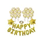 Şeffaf Balonlu Happy Birthday Folyo Balon Set, Sarı