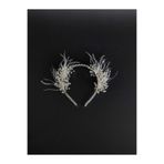 Şeffaf Beyaz Renk Cam Boncuklu Tüylü Kına, Nişan, Düğün, Gelin Tacı