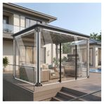 Şeffaf brandalar ağır hizmet tipi su geçirmez, PVC şeffaf su geçirmez branda, fermuarlı, pergola sundurma plastik branda yan panelleri, Dış Mekan Şeffaf Tarp Perdesi(H2.1xW1m/H6.8xW3.2ft)