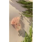 Şeffaf Epoksi İçine Pembe Glitter Süsleme Kristal Desen Elips Şekil Gümüş Aksesuarlı Küpe El Yapımı