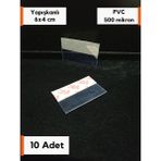 Şeffaf Etiket 10 Adet Pvc Etiketlik 6 x 4 cm Yapışkanlı Şeffaf Etiketlik Raf Vitrin Ürün Etiketlik Cep