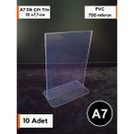 Şeffaf Etiket 10 Adet Pvc Etiketlik Isimlik Broşürlük Menülük Şeffaf Föylük Ürün Etiketliği Ürün Tanıtım Standı 10 x 7 5 cm A7 Boyutu - Dik Çift Yön