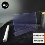 Şeffaf Etiket 10 Adet Pvc Şeffaf Etiketlik isimlik Broşürlük Menülük A6 (15x10 cm) Şeffaf Föylük Ürün Etiketliği Ürün Tanıtım Standı