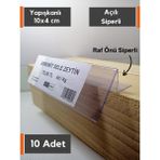 Şeffaf Etiket 10 adet Yapışkanlı Pvc Etiketlik Arkaya Açılı Raf Önleri Siperlikli Etiketlik Vitrin Etiket Cebi 10x4 cm Şeffaf Etiket Cebi Raf Etiketliği Yapışkanlı Etiketlik - 10x4 Açılı Siperli