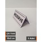 Şeffaf Etiket 5 Adet Pvc Rezerve Çift Yönlü Rezerve Yazısı Ayaklı Masaüstü Rezerve Bilgilendirme - Beyaz