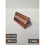 Şeffaf Etiket 5 Adet Pvc Rezerve Çift Yönlü Rezerve Yazısı Ayaklı Masaüstü Rezerve Bilgilendirme - Ceviz