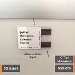 Şeffaf Etiket C Tipi Pvc Magnet Etiketlik Mıknatıslı Etiketlik - 10 Adet - 5x5 cm