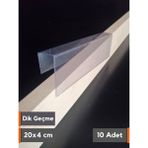 Şeffaf Etiket Pvc Şeffaf Etiketlik Isimlik Ahşap Raflar Dik Geçmeli ETIKETLIK18-20 mm Kalınlıklar Için Dik Takmalı Etiketlik Plastik Kart Koyma Cebi - 10 Adet - 20x4 cm