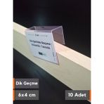 Şeffaf Etiket Pvc Şeffaf Etiketlik Isimlik Ahşap Raflar Dik Geçmeli ETIKETLIK18-20 mm Kalınlıklar Için Dik Takmalı Etiketlik Plastik Kart Koyma Cebi - 10 Adet - 6x4 cm