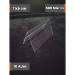 Şeffaf Etiket Pvc Şeffaf Etiketlik Isimlik Kart Koruyucu Kılıf Çift Yönlü Çatı Etiketlik Kartvizitlik Plastik Kartlık Ayaklı Isimlik Kart Koruyucu - 10 Adet - 11x6 cm