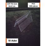 Şeffaf Etiket Pvc Şeffaf Etiketlik Isimlik Kart Koruyucu Kılıf Çift Yönlü Çatı Etiketlik Kartvizitlik Plastik Kartlık Ayaklı Isimlik Kart Koruyucu - 10 Adet - 8x4,5 cm