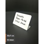 Şeffaf Etiket Silinebilir Beyaz Etiket Dekoratif Etiket isimlik Arkaya Yatık Açılı Etiket Standı Raf Etiketi Beyaz PVC isim Panosu Vitrin Etiketi Kafe Tatlı Etiketi Parlak Beyaz Etiket Ürün Etiketi - 10 Adet - 10x7 cm (Yatay)