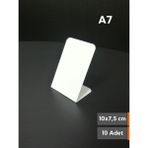 Şeffaf Etiket Silinebilir Beyaz Etiket Dekoratif Etiket isimlik Arkaya Yatık Açılı Etiket Standı Raf Etiketi Beyaz PVC isim Panosu Vitrin Etiketi Kafe Tatlı Etiketi Parlak Beyaz Etiket Ürün Etiketi - 10 Adet - 10x7,5 cm (Dikey)