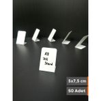 Şeffaf Etiket Silinebilir Beyaz Etiket Dekoratif Etiket isimlik Arkaya Yatık Açılı Etiket Standı Raf Etiketi Beyaz PVC isim Panosu Vitrin Etiketi Kafe Tatlı Etiketi Parlak Beyaz Etiket Ürün Etiketi - 50 Adet - 5x7,5 cm (Dikey)