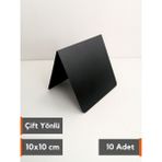 Şeffaf Etiket Silinebilir Karatahta Etiket Siyah Etiket Dekoratif Fiyat Etiket Ayaklı Arkaya Yatık Iki Yönlü Isimlik Siyah Karatahta Pano - 10 Adet - 10x10 cm