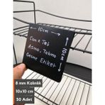 Şeffaf Etiket Silinebilir Karatahta Siyah Etiket Tel Raflar 8 mm Kalınlık Için Asma Geçme Takma Cam Raflar Dik Takma Etiket Sallanır Etiket Isimlik - 50 Adet - 10x10 cm