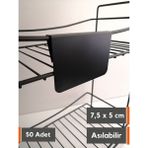 Şeffaf Etiket Silinebilir Karatahta Siyah Etiket Tel Raflar 8 mm Kalınlık Için Asma Geçme Takma Cam Raflar Dik Takma Etiket Sallanır Etiket Isimlik - 50 Adet - 5x7,5 cm