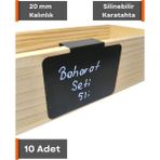 Şeffaf Etiket Silinebilir Karatahta Siyah Etiket Ürün Etiketi Dik Geçme 18MM - 20MM Kalınlık Asılabilir Takılabilir Etiket Dekoratif Vitrin Raf Etiketi - 10 Adet - 9x6 cm