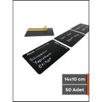 Şeffaf Etiket Silinebilir Siyah Etiket Düz Yapışkanlı Raf Etiketi Karatahta isimlik Dekoratif Etiket Vitrin Etiketi Ürün Bilgilendirme Elemanı Mat Siyah Ürün Etiketi - 50 Adet - 14x10 cm