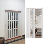 Şeffaf Fransız Kapı/Iç Katlanır Kapılar, 20-96in Ses Geçirmez Yatak Odası Merdiven Banyo Için Akordeon Kapı, Bodrum Duş Çok Katlı Kapılar(White,74x80in(188x203cm))