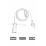 Şeffaf Kablolu E14 Yaylı Beyaz Duylu, Tuz Lambası Duyu 4 Metre Arapuarlı (2X0,50) 65W