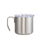 Şeffaf Kapaklı Kuplu Çelik Bardak 350 Ml ( Renk Seçenekli ) (Krom)