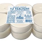 Şeffaf kaplı, 12 maksi çaydanlık mumundan oluşan set, bitki mumu, renk fildişi, yanma süresi 10 saat, çap 5,7 cm Cereria Di Giorgio