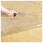 Şeffaf Kaymaz Ahşap Zemin Koruyucu Mat Yemek Odası için, Dikdörtgen Plastik Masa Örtüsü, Dayanıklı Yolluk Halısı, Sandalye Pedi, 1,5 mm Kalınlık, 5,5 x 10,5 ft (167,6 x 320 cm)