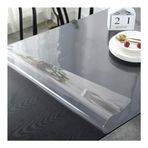 Şeffaf Masa Pedi, Su Geçirmez Masa Koruyucu, Ahşap Yüzeyler için PVC Plastik Paspas, Mutfak ve Sehpalar (1,5 mm Kalınlık, 60x120 cm)